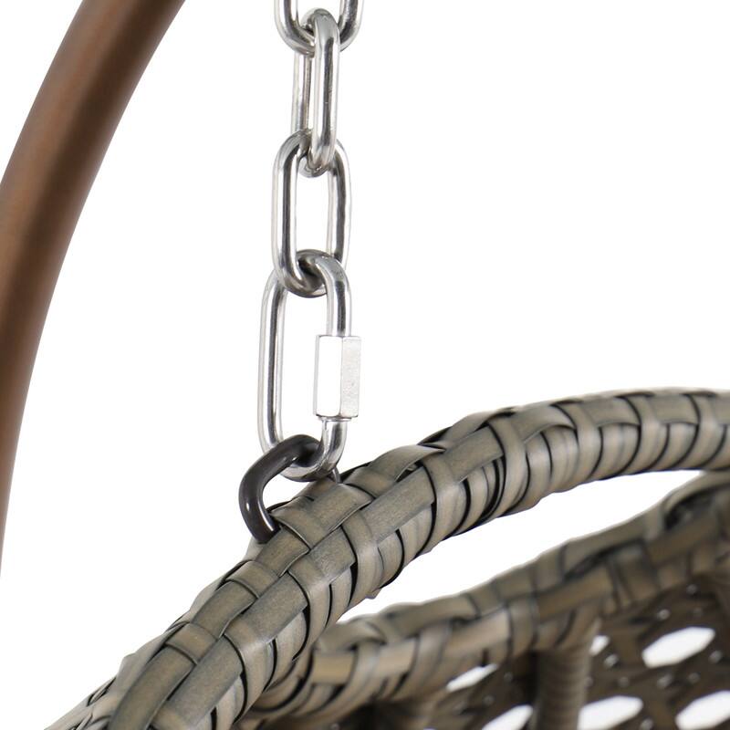 Alt View 4. LeisureMod - Leisuremod 2-Person Wicker Egg Swing Chair with Stand & Washable Cushions - Indoor/Outdoor Double Hanging Patio Chair - Cream.