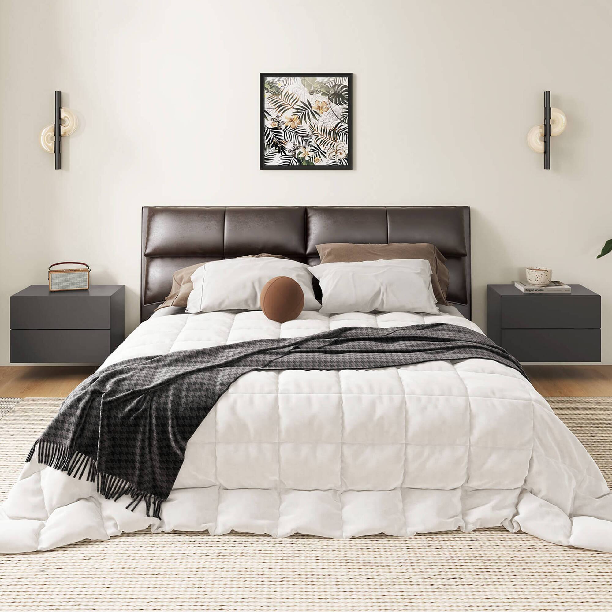 Alt View 1. Costway - 1 PCS Floating Nightstand with Drawer Storage Modern Floating Bedroom Shelf - Gray.