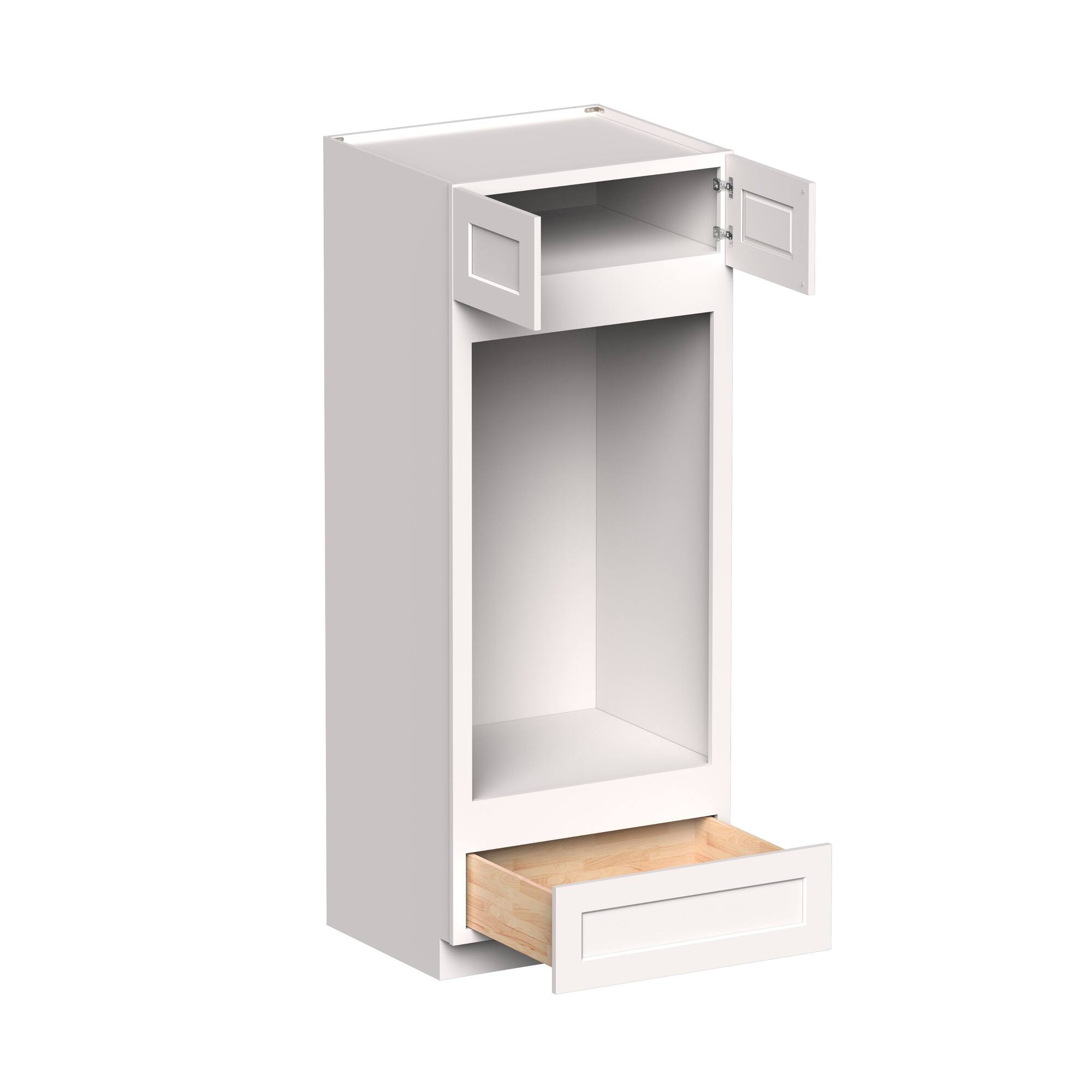Angle. Boyel Living - 33-in W x 84-in H x 27-in D Shaker RTA Kitchen Double Oven Cabinet with Soft-Close - White Shaker.