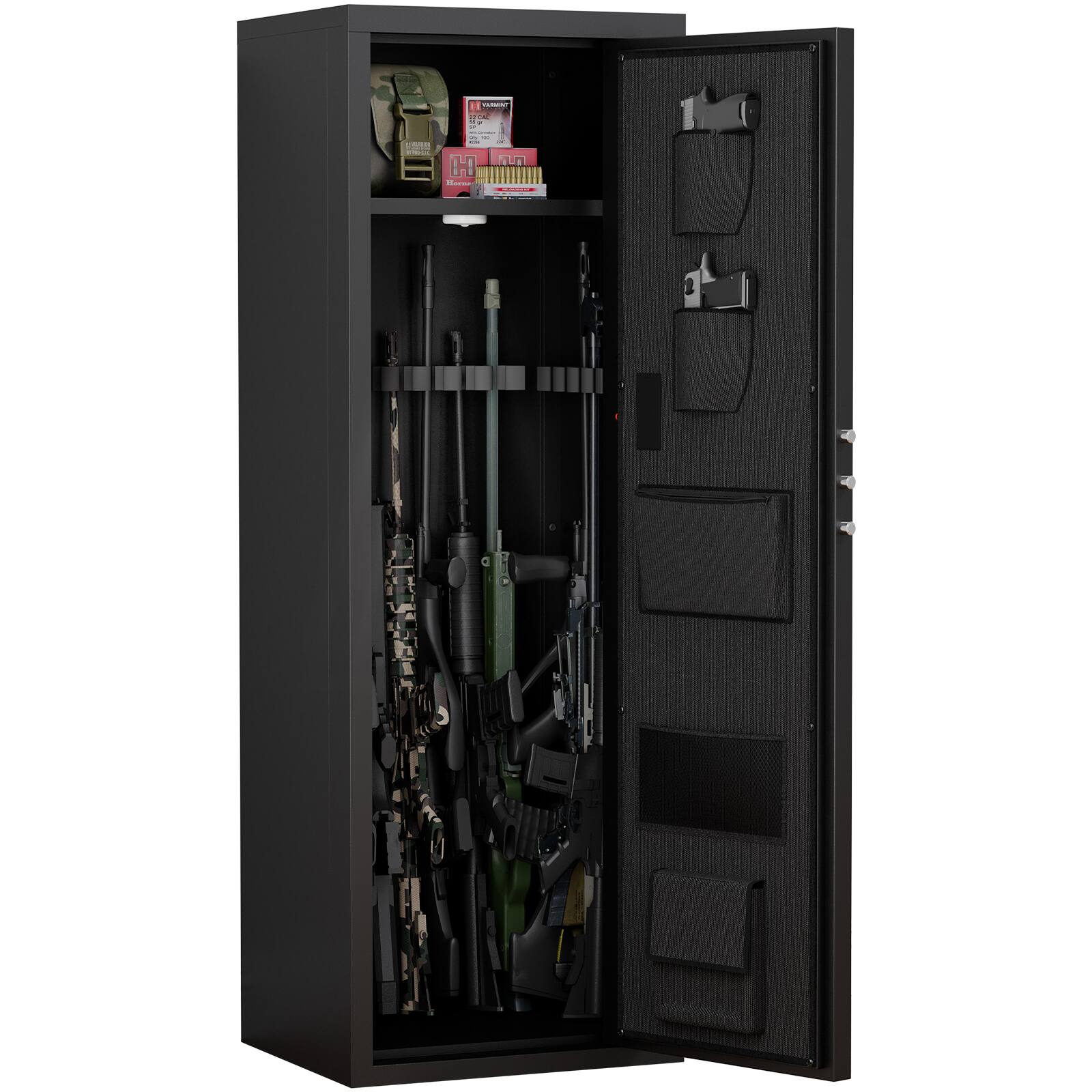 Alt View 7. GOODSILO - Heavy Duty Large Gun Cabinet Safe with Electronic Password Keypad Lock, Unassembled Metal Rifle Security Locker - Black.