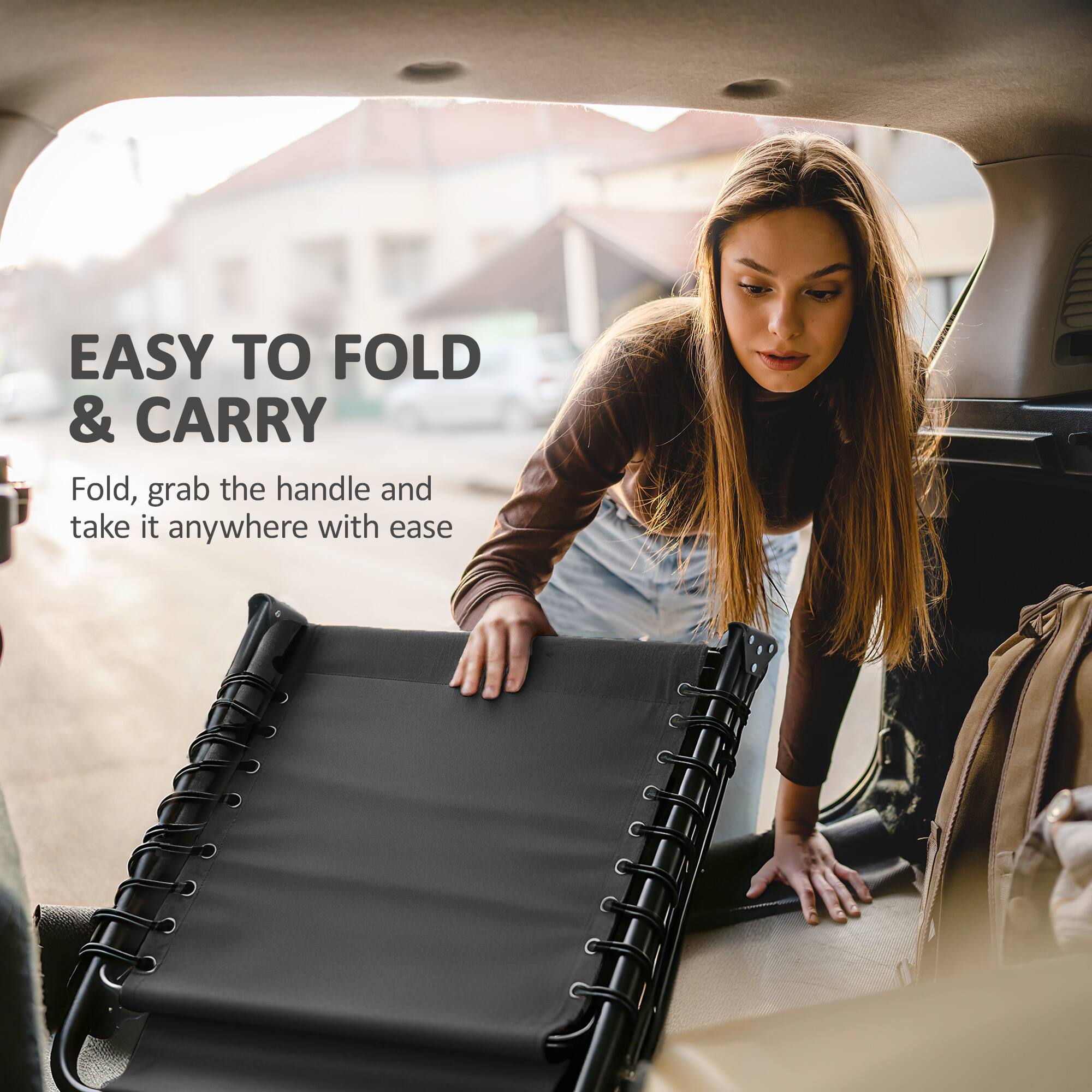 EASY TO FOLD & CARRY

Fold, grab the handle and take it anywhere with ease
