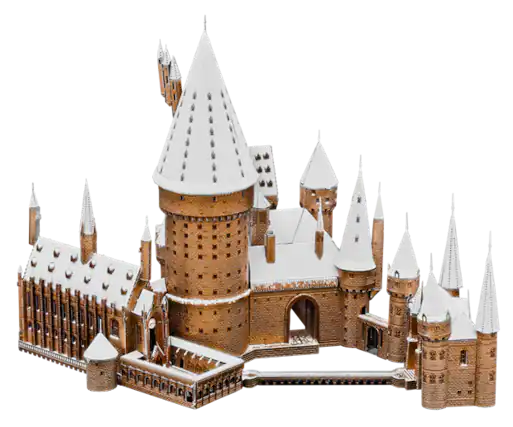 Front. Metal Earth - Metal Earth Premium Series Hogwarts Castle in Snow 3D Metal Model Kit Fascinations - Silver.