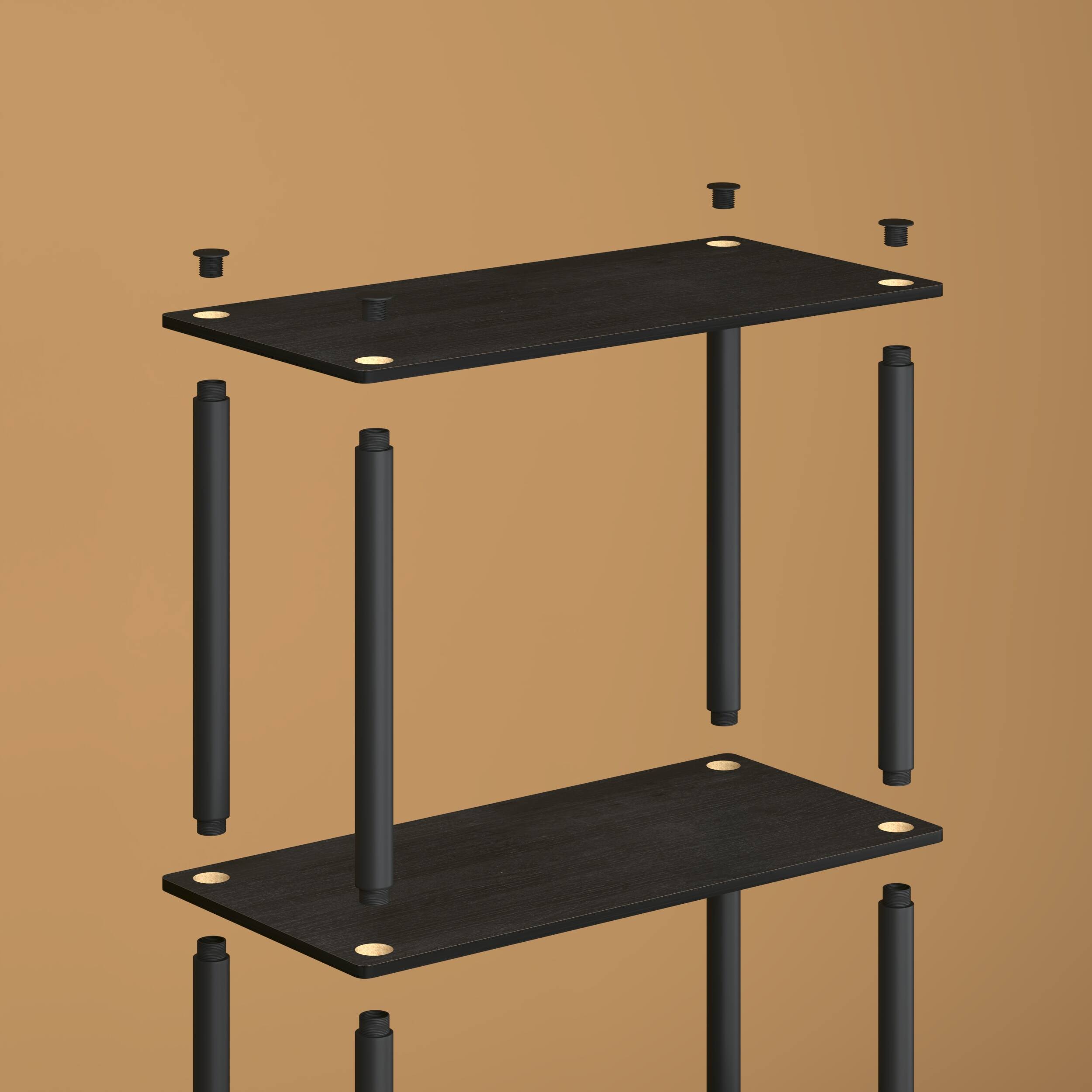 Alt View 1. HOMLUX - 5-Tier 57.4" Open Shelf Bookcase Compact Storage Bookshelf for Living Room Bedroom Office Black - Black.