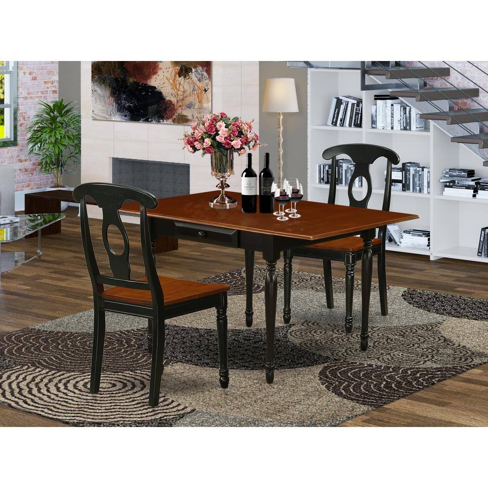 Left. East West Furniture - Dining Room Set Black & Cherry - Brown.