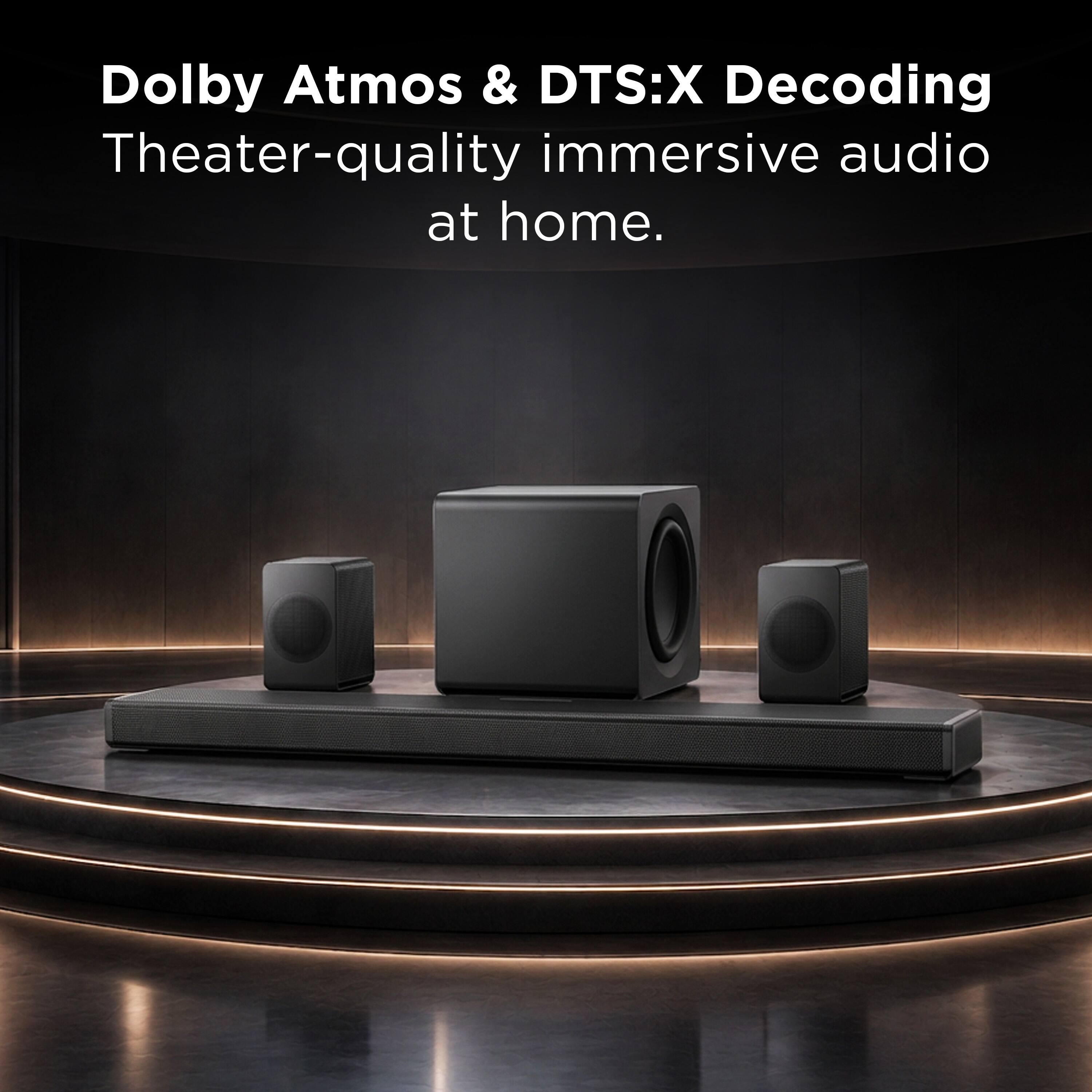 Dolby Atmos & DTS:X Decoding  
Theater-quality immersive audio at home.