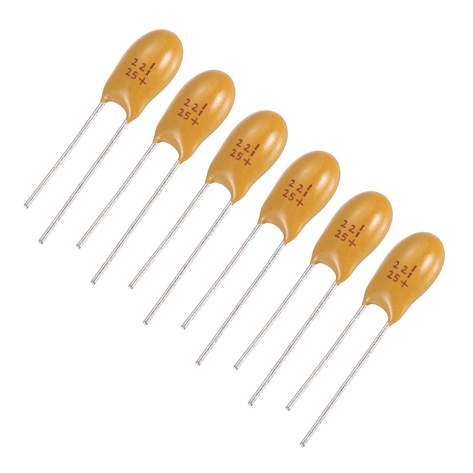 Unique Bargains - Tantalum Capacitor 22uF 25V Yellow Radial Dipped, for Circuit Boards/DIY/Computer, 6pcs - Orange