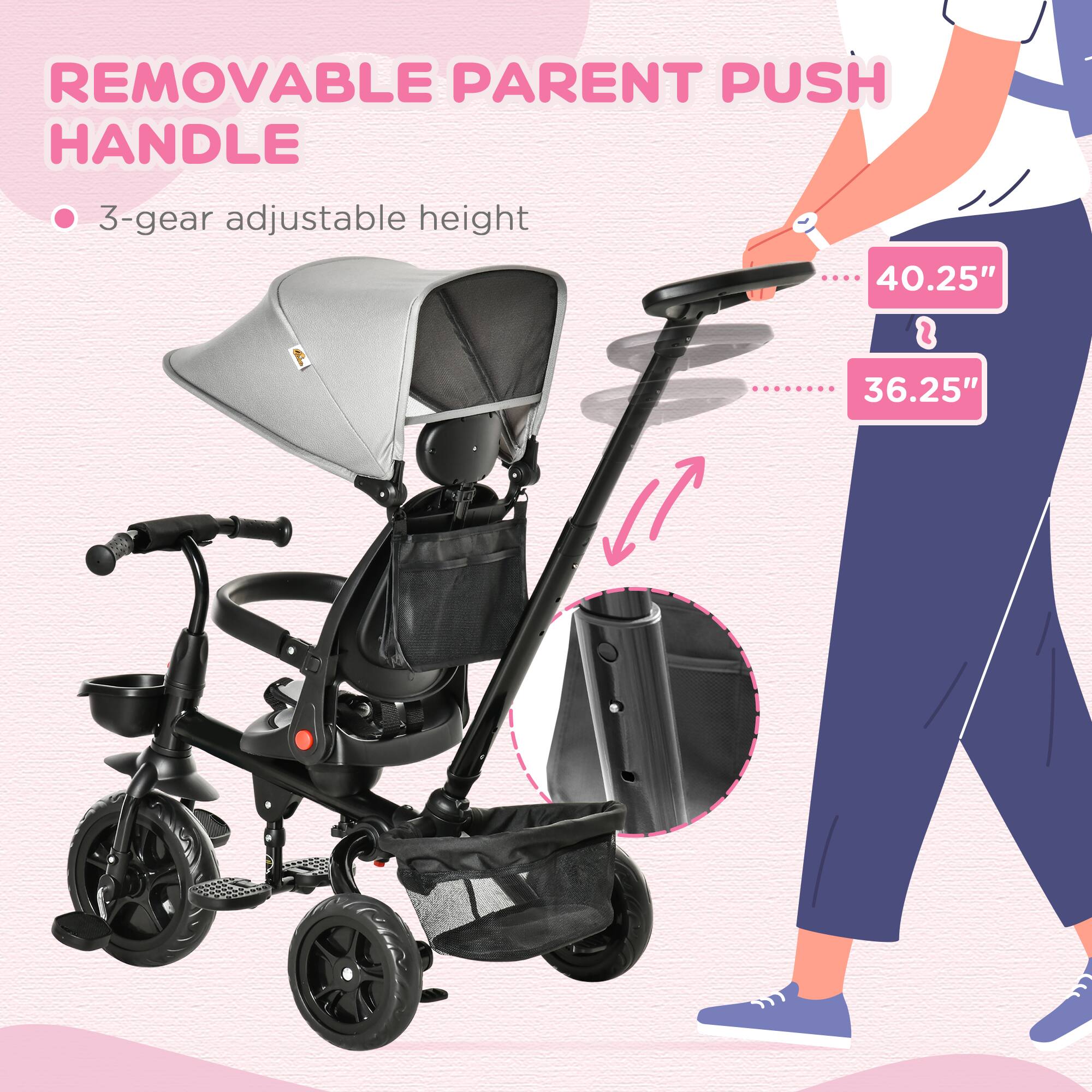 REMOVABLE PARENT PUSH HANDLE  
- 3-gear adjustable height  
  - 40.25"  
  - 36.25"
