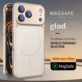 Dteck - for Apple iPhone 17 Pro Max Magnetic Matte Case,Built-In Camera Lens Cover, Shockproof PC TPU Wireless Charging Cover - Desertgold