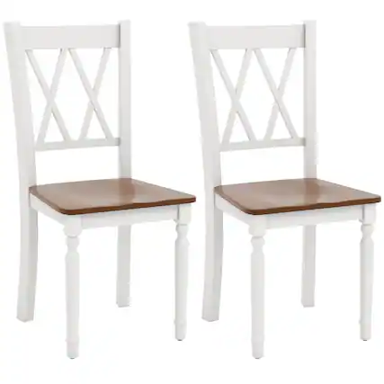 Front. Gymax - Gymax Dining Chairs Set of 2 Wood Farmhouse Dining Room Side Chairs for Home Kitchen - Walnut, White.