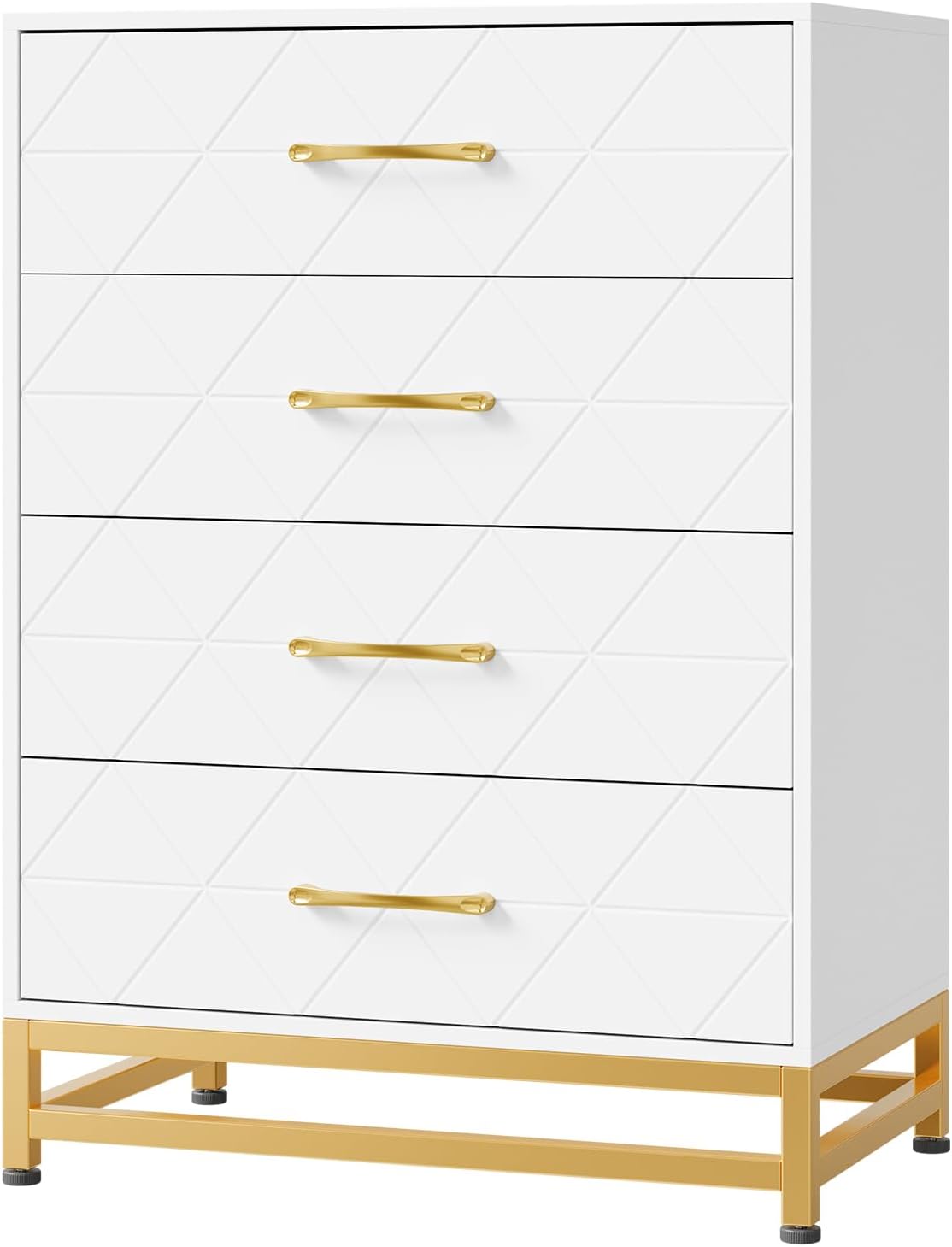 Front. GARVEE - White 4-Drawer Dresser for Bedroom & Closet Tall Chest with Soft-Close Glides, Anti-Tip Kit - ‎White.