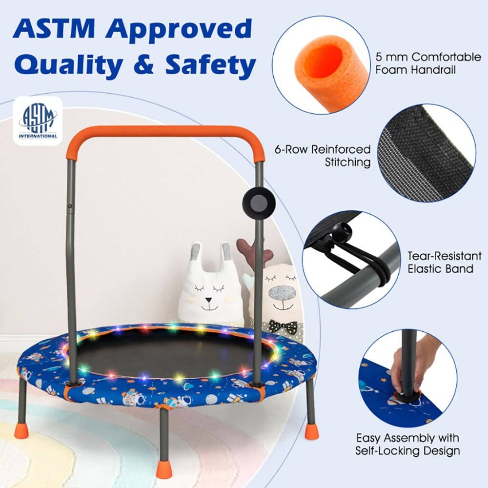 ASTM Approved Quality & Safety

- 5 mm Comfortable Foam Handrail
- 6-Row Reinforced Stitching
- Tear-Resistant Elastic Band
- Easy Assembly with Self-Locking Design