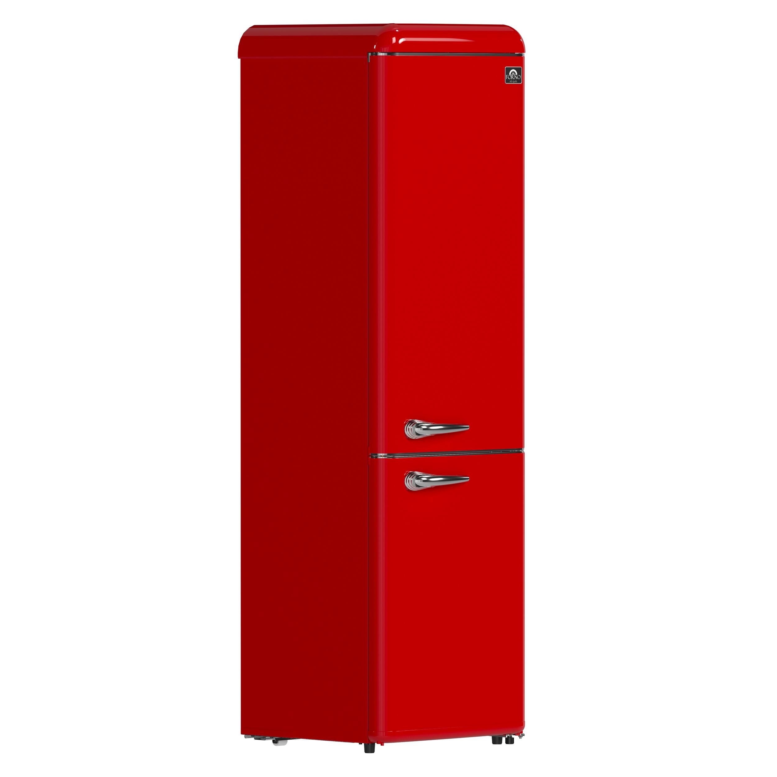 Angle. Forno Appliances - Storico 9 Cu. Ft. Retro Compact Refrigerator with Bottom-Freezer - Red.