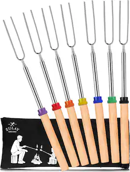 Zulay Kitchen - Sturdy Marshmallow Sticks for Fire Pit - Great Smores Sticks Smores Kit for Fire Pit, 32" Value 7 Pack - Multicolor