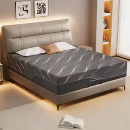 Vipbear - 14 Inch Queen Grey Gel Memory Foam Mattress, Deep Sleep Firm Mattresses for Back Pain - Gray