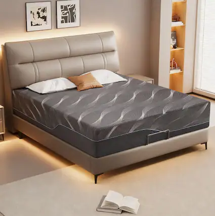 Front. Vipbear - 14 Inch Full Grey Gel Memory Foam Mattress, Deep Sleep Firm Mattresses for Back Pain - Gray.