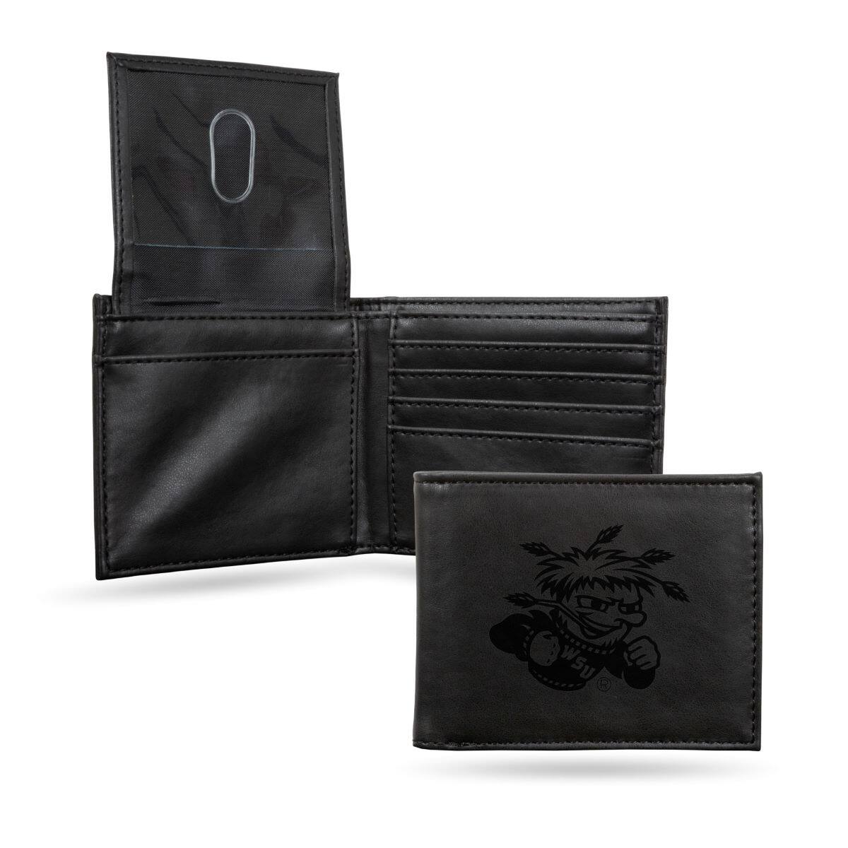 Rico Industries - Wichita State Shockers Laser Engraved Black Billfold Wallet - Multi