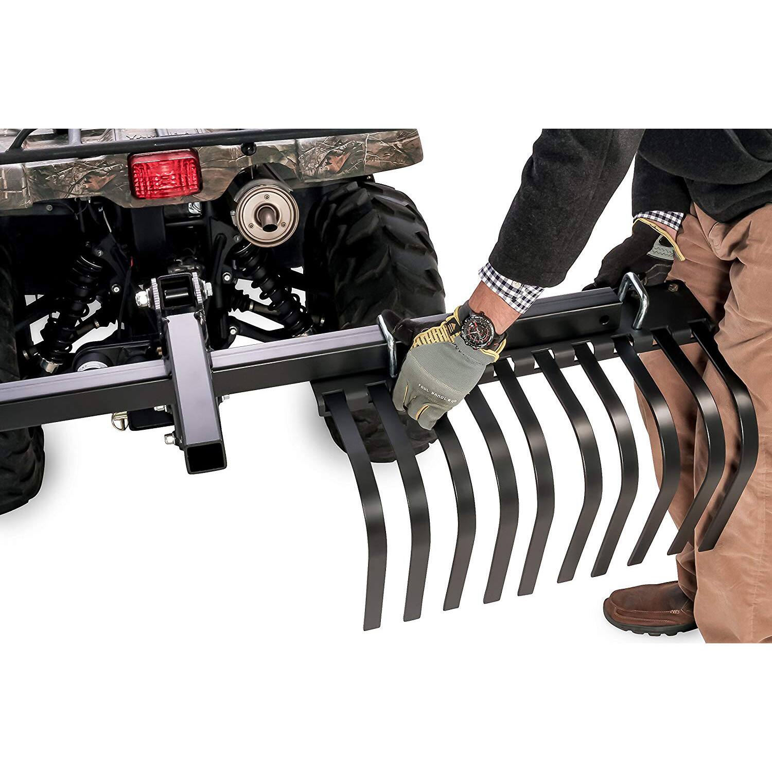 Alt View 2. Camco - Camco Black Boar ATV/UTV Implement Custom Outside Vehicle Landscape Rake Tool - Black.