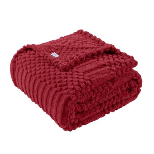 Front. Refined Abode Design - Inch Rust Throw Blanket   Soft   Fluffy Fleece Cute Aesthetic For Sofa Couch Chair Bed Living Room Bedroom - Red Twin(60x80).