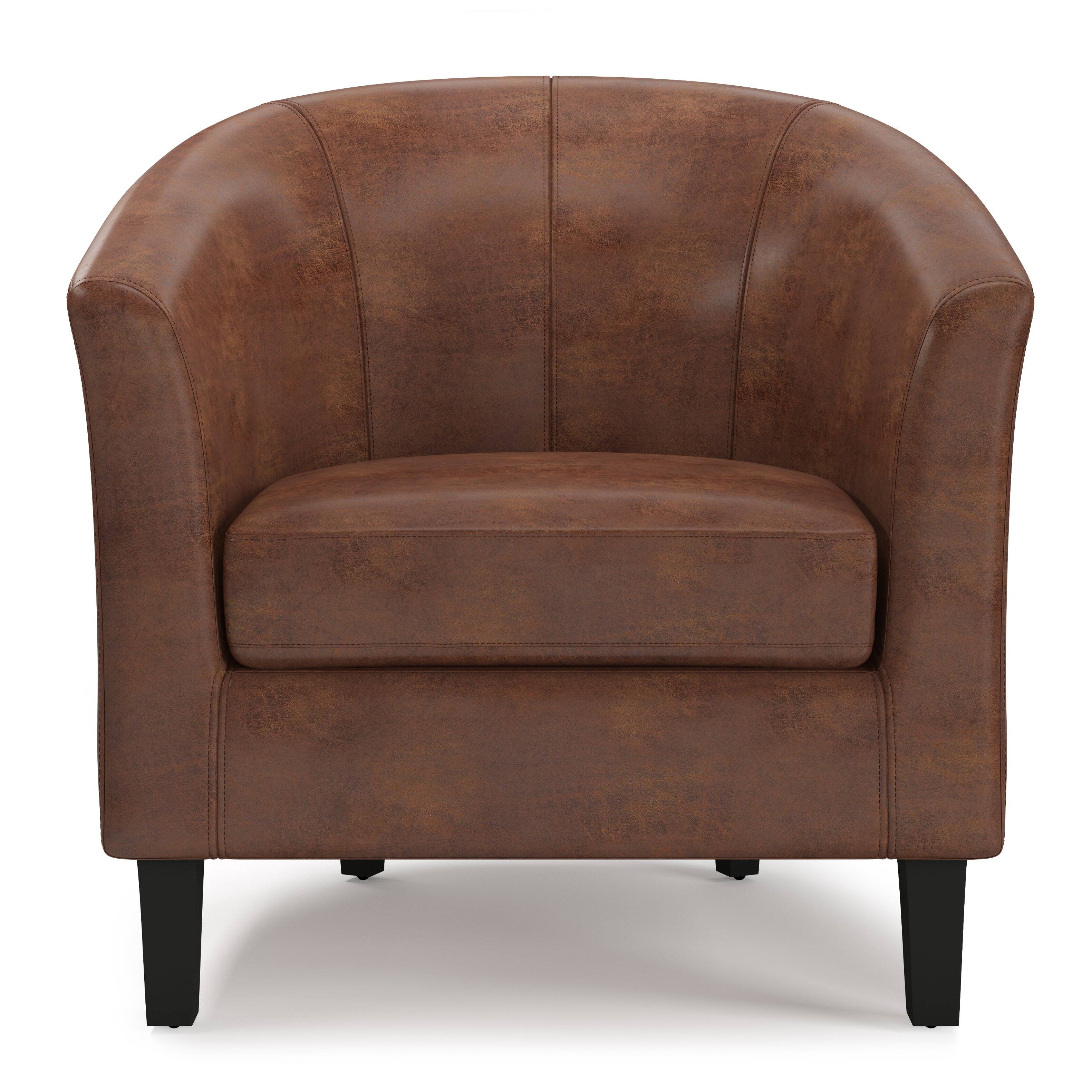 Alt View 13. Simpli Home - Austin 30 inch Wide Tub Chair - Distressed Saddle Brown.