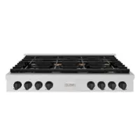 ZLINE - 48 in. Autograph Paramount Gas Rangetop w/ 8 Burners & Champagne Bronze Accents (SRTZ-48-MB) - Stainless Steel - Front_Zoom