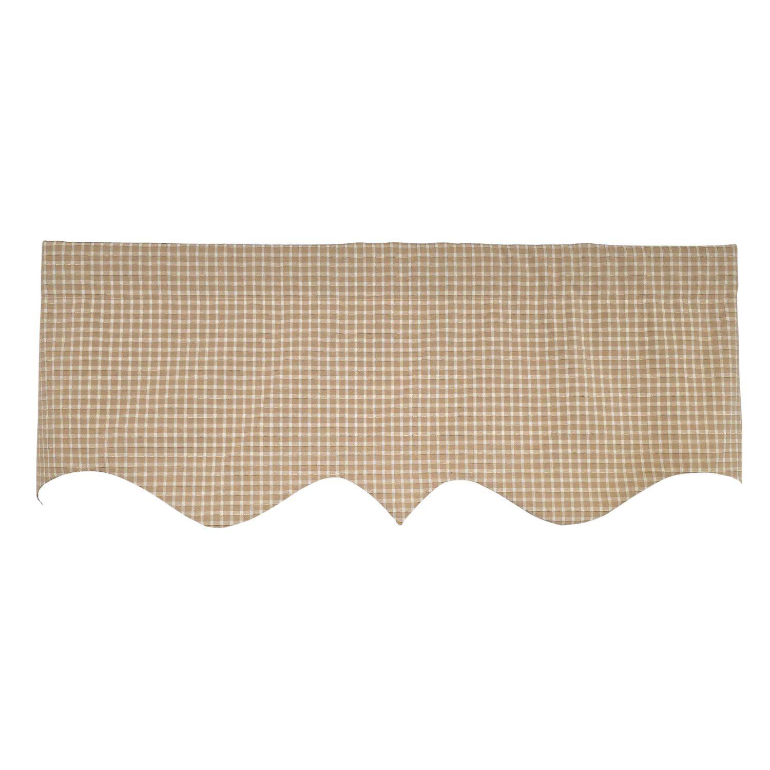 Left. RLF Home - RLF Home Texture Check Regal Window Valance 100% Cotton Lined Rod Pocket 50" x 17" Cream - Cream.