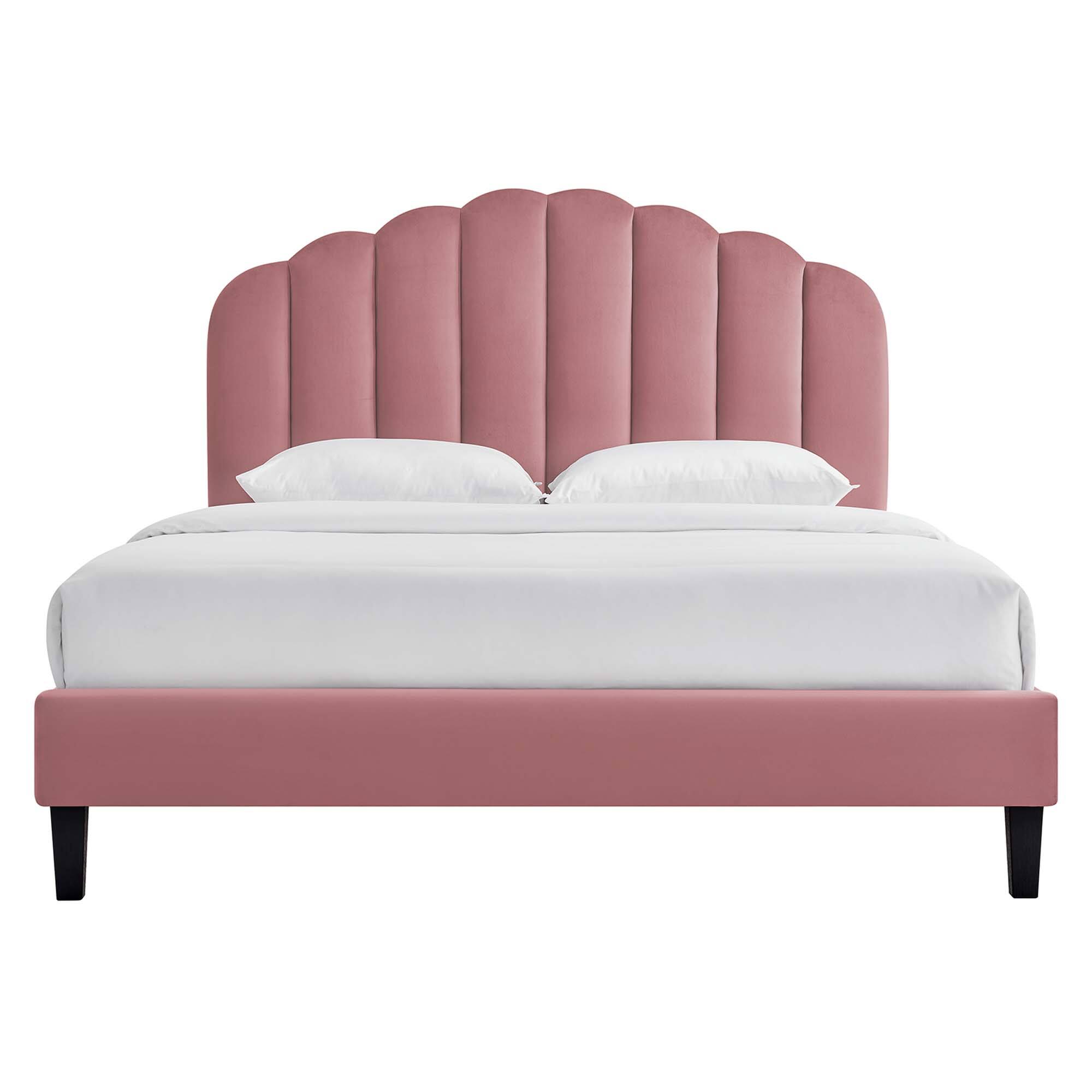 Alt View 2. Modway - Gwyneth Tufted Performance Velvet Queen Platform Bed - White.