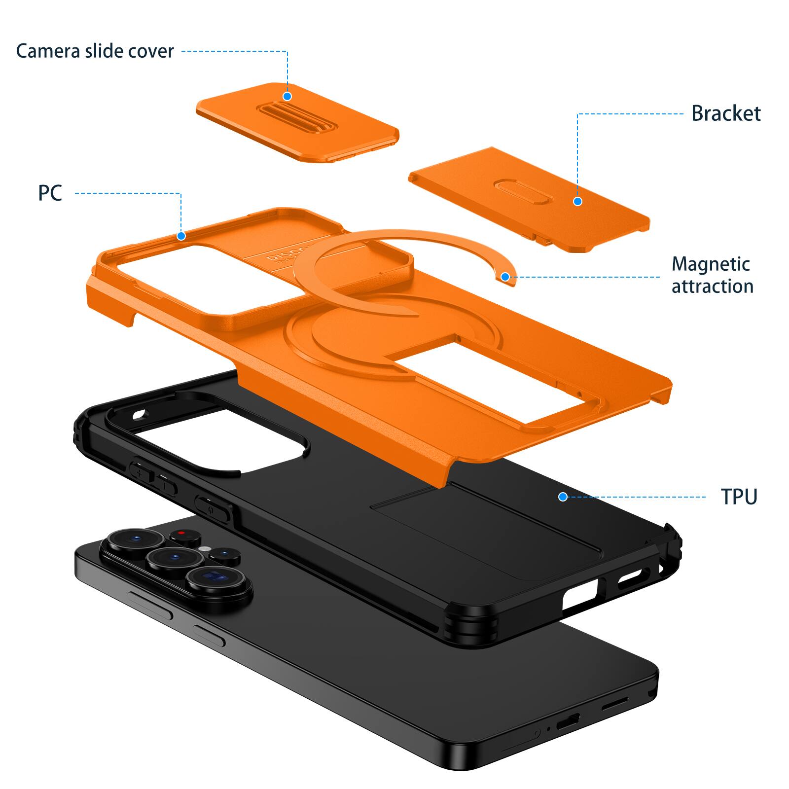 Camera slide cover  
Bracket  
PC  
Magnetic attraction  
TPU
