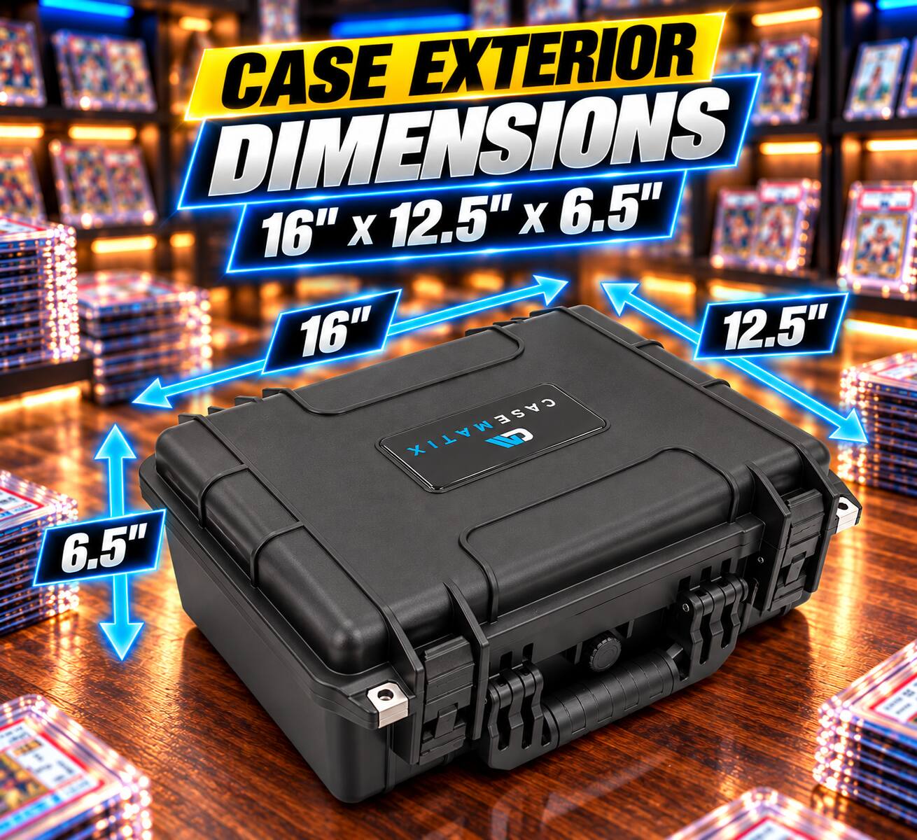 CASE EXTERIOR DIMENSIONS 16" X 12.5" X 6.5"
