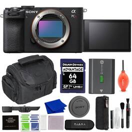 Sony - a7CR Full-Frame Mirrorless Camera Body Black Bundle with 64GB SD Card + Gadget Bag + More