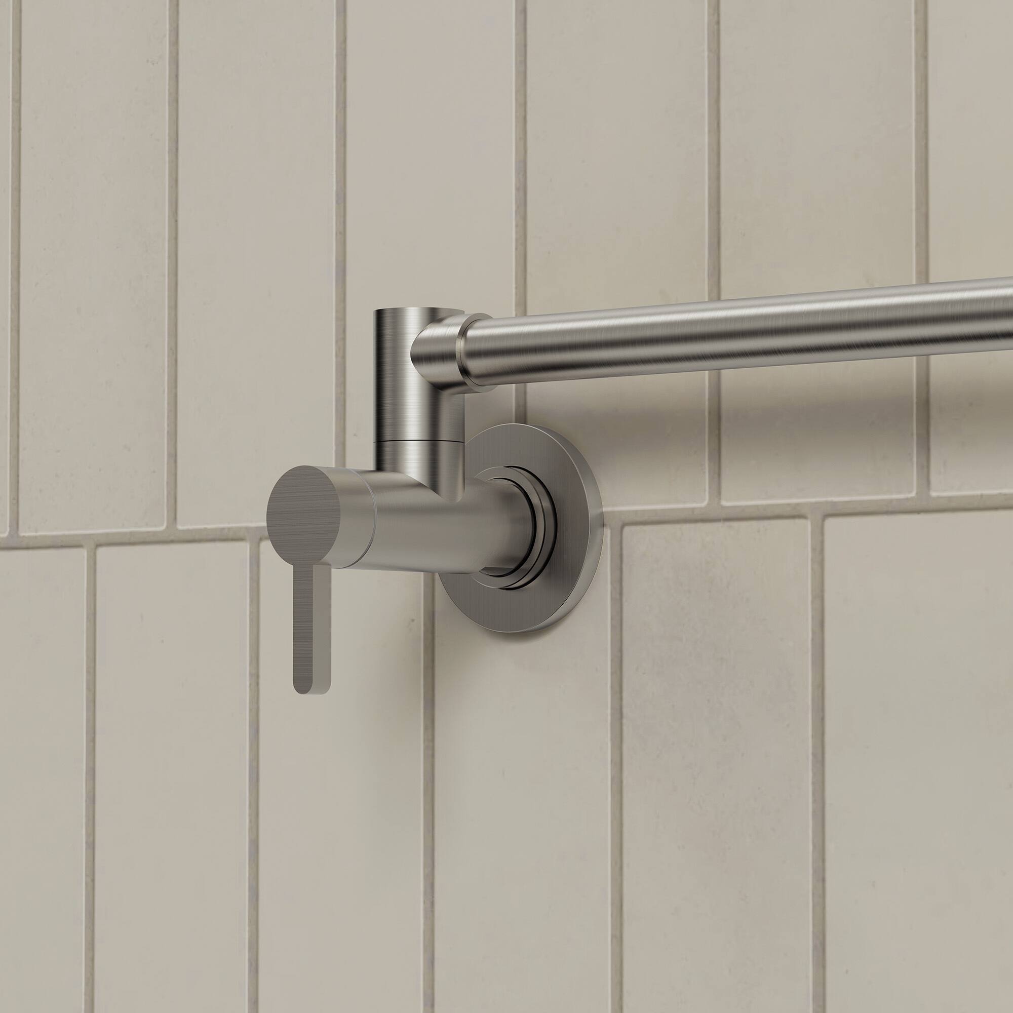 Alt View 8. GRANDJOY - Wall Mount Pot Filler Faucet, Dual Swing Joints Foldable Spout, Solid Brass for Kitchen Stove - Brushed Nickel.