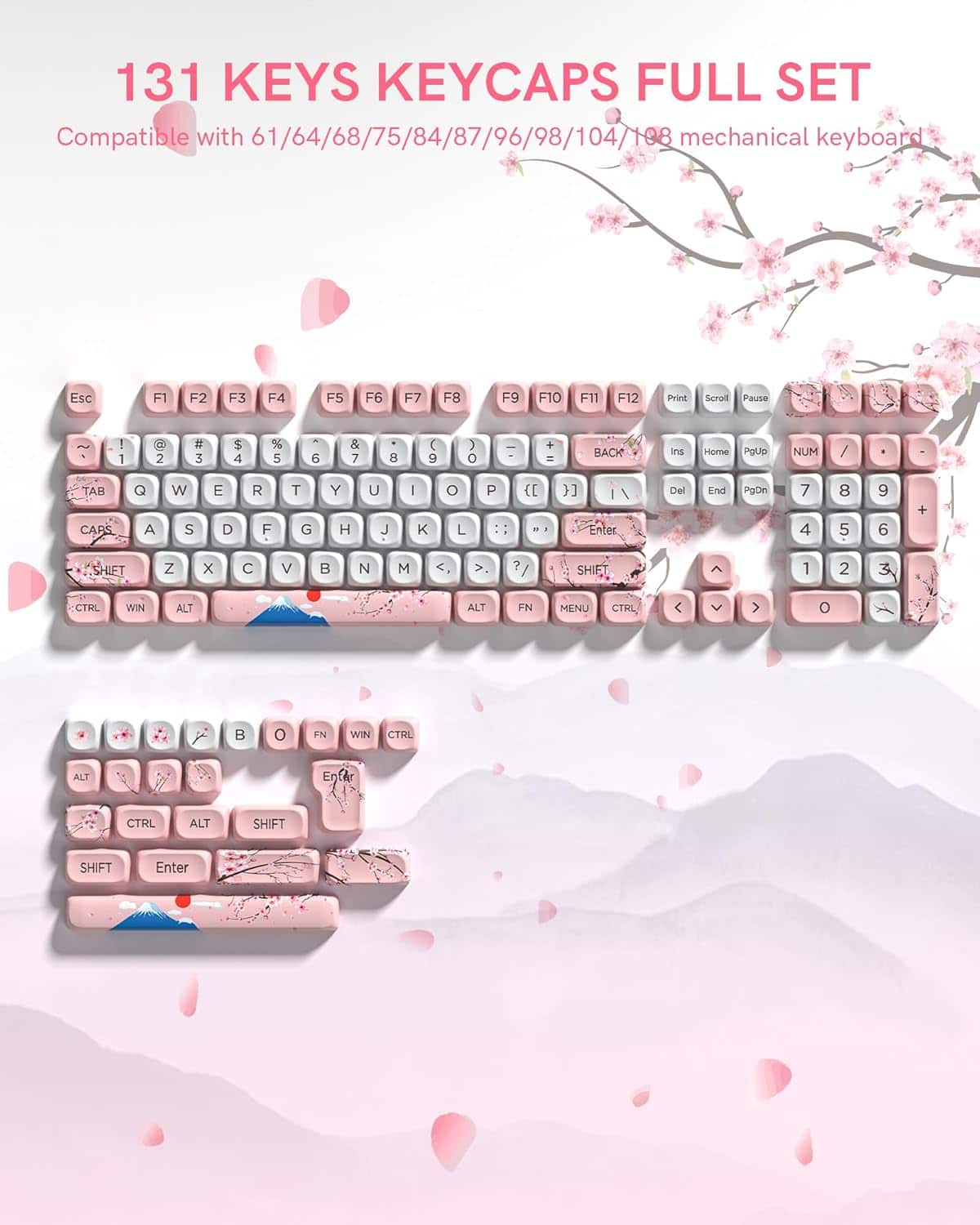 Womier - PBT Keycap Set, MOA Profile Dye-Sub Custom Keyboard Keycap for Cherry MX Switch US Layout Mechanical Keyboard - Pink-w-142 Keys price history on PriceWatchPro
