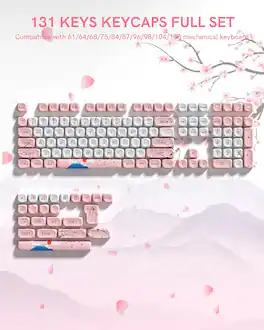 Womier - PBT Keycap Set, MOA Profile Dye-Sub Custom Keyboard Keycap for Cherry MX Switch US Layout Mechanical Keyboard - Pink-w-142 Keys