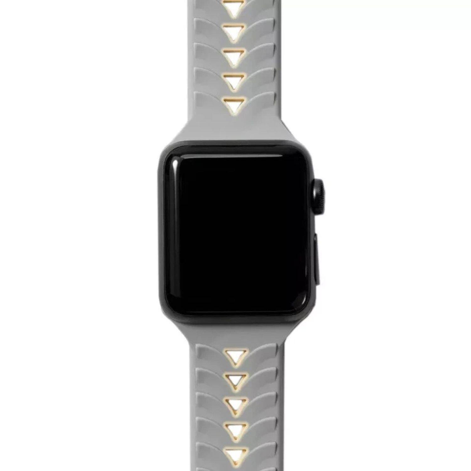 Angle. Stock Preferred - Silicone Replacement Band 38/40/41mm for Apple Watch - Functional Gray.