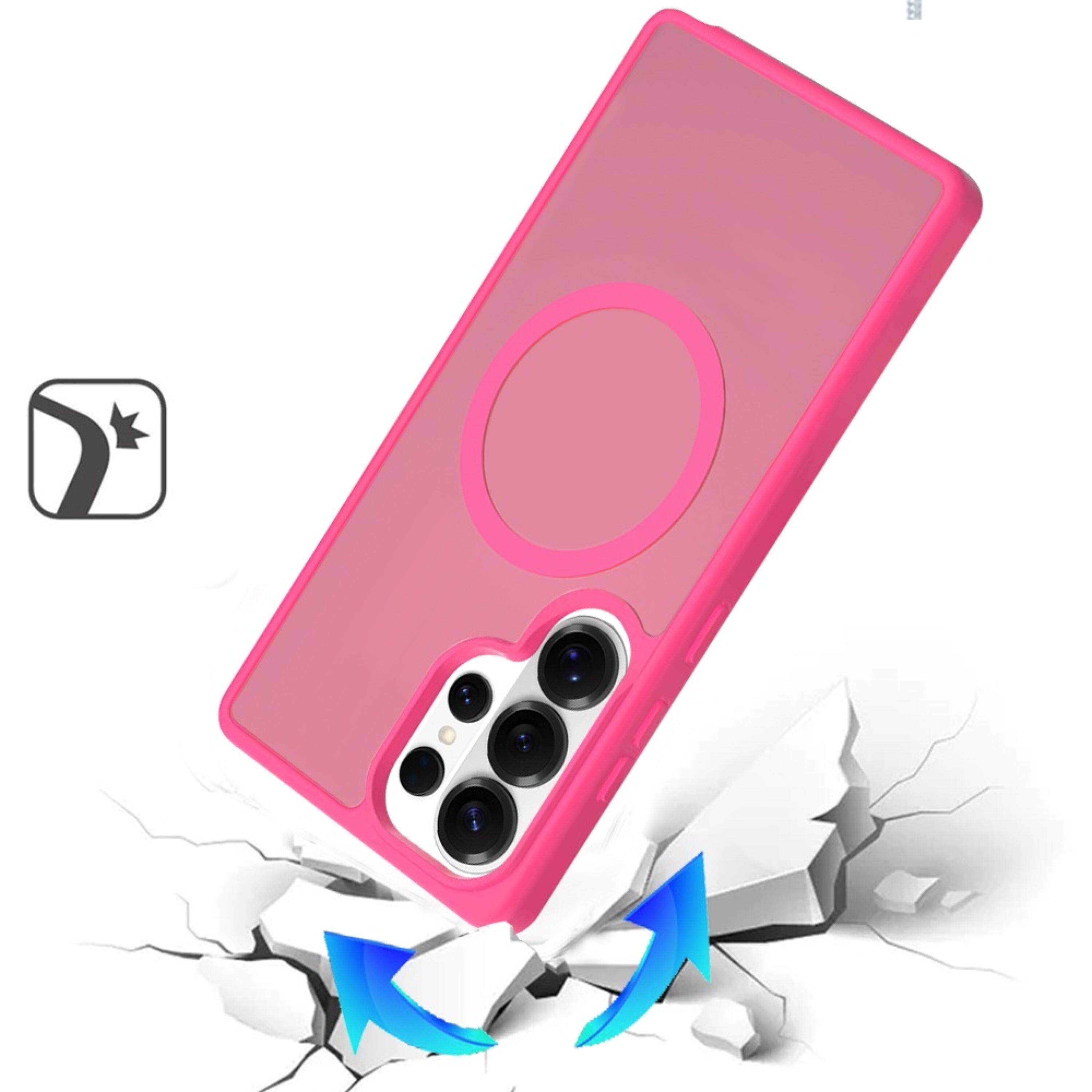 Angle. Kitcheniva - Magnetic Circle Smooth Translucent Plus Tempered Glass For Samsung S26 Ultra Case Hot Pink - Hot Pink.