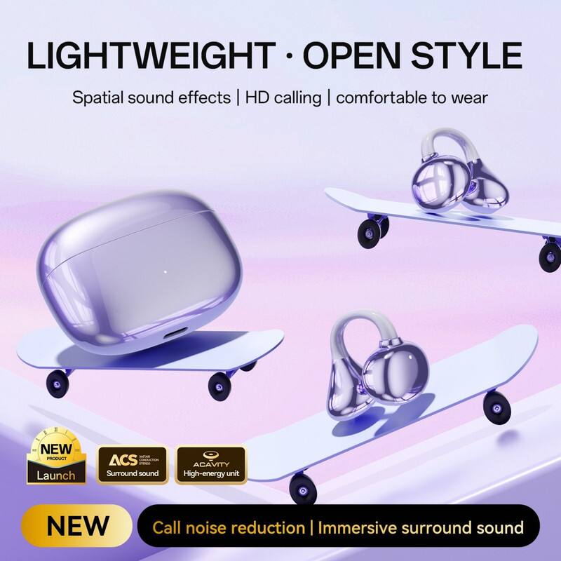 LIGHTWEIGHT · OPEN STYLE  
Spatial sound effects | HD calling | comfortable to wear  

NEW PRODUCT Launch  
ACS Surround sound  
ACAVITY High-energy unit  

NEW  
Call noise reduction | Immersive surround sound
