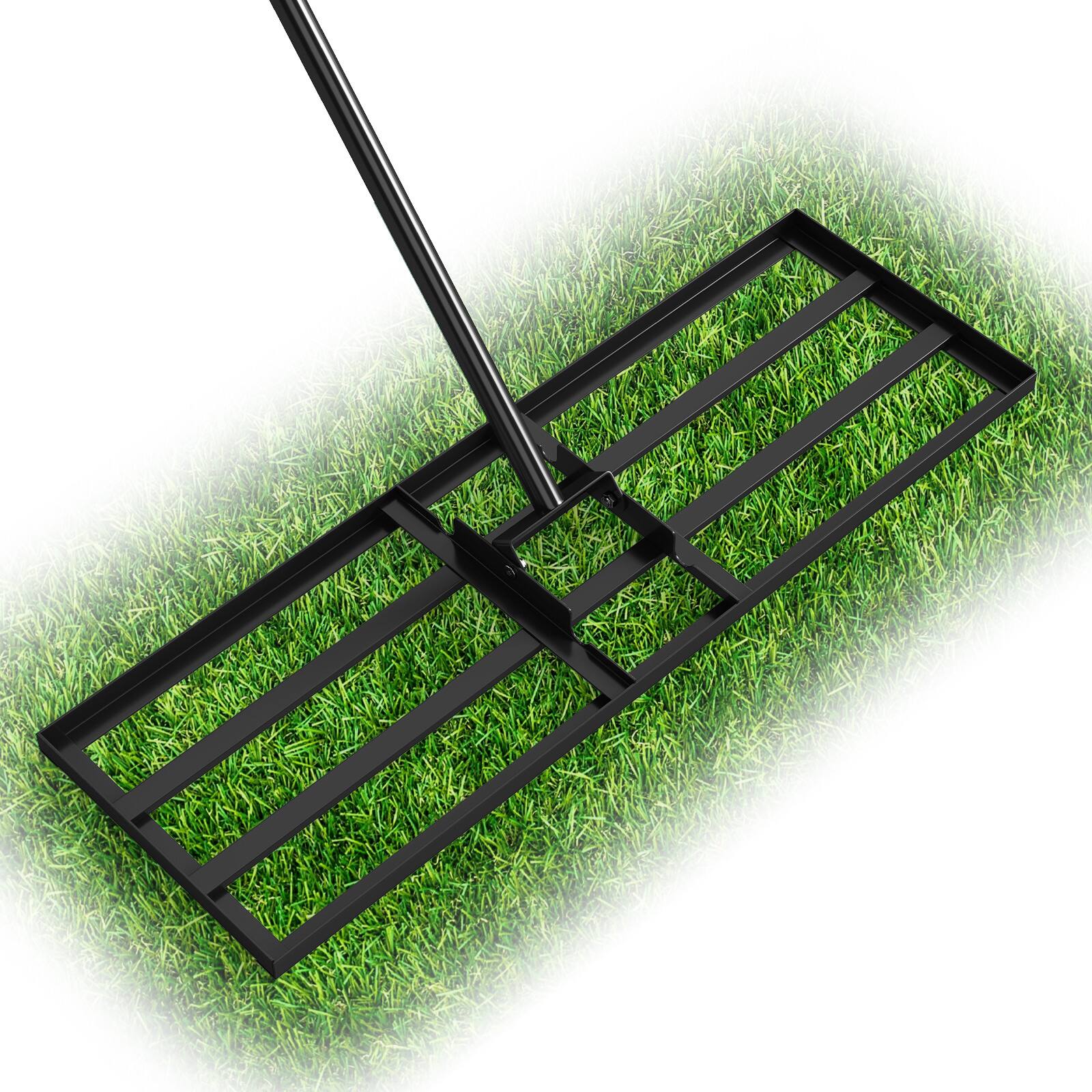 Alt View 9. Gymax - Gymax Lawn Leveling Rake 30'' x 10'' Heavy Duty Lawn Level Tool for Soil w/67'' Handle Black - Black.