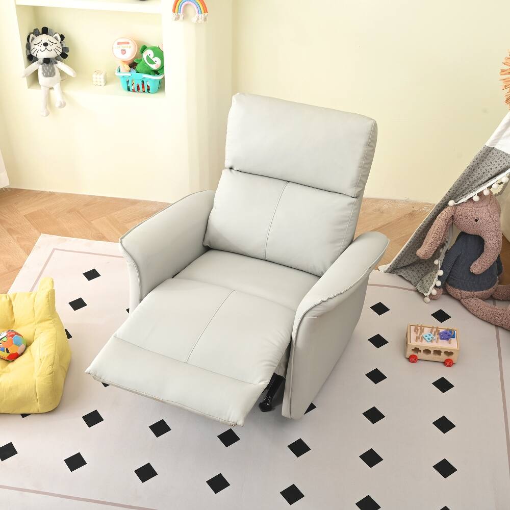 Alt View 9. Loheer - Loheer Manual Rocker Recliner Chair for Adults, PU Leather Nursery Glider Recliner for Small Spaces, Light Gray - Light Gray.