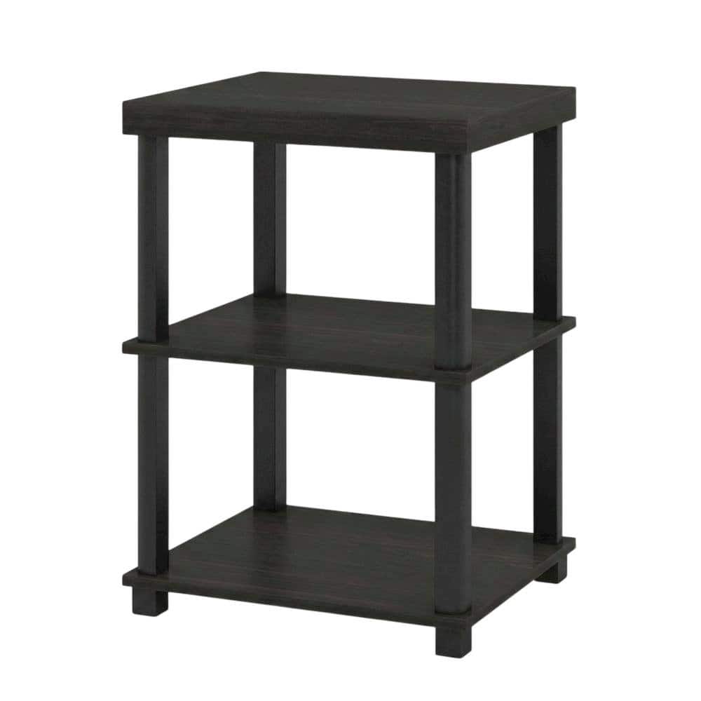 FurniFact - End Side Table, Open Shelf, Quality Build - Espresso - Espresso/Black
