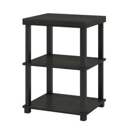 FurniFact - End Side Table, Open Shelf, Quality Build - Espresso - Espresso/Black