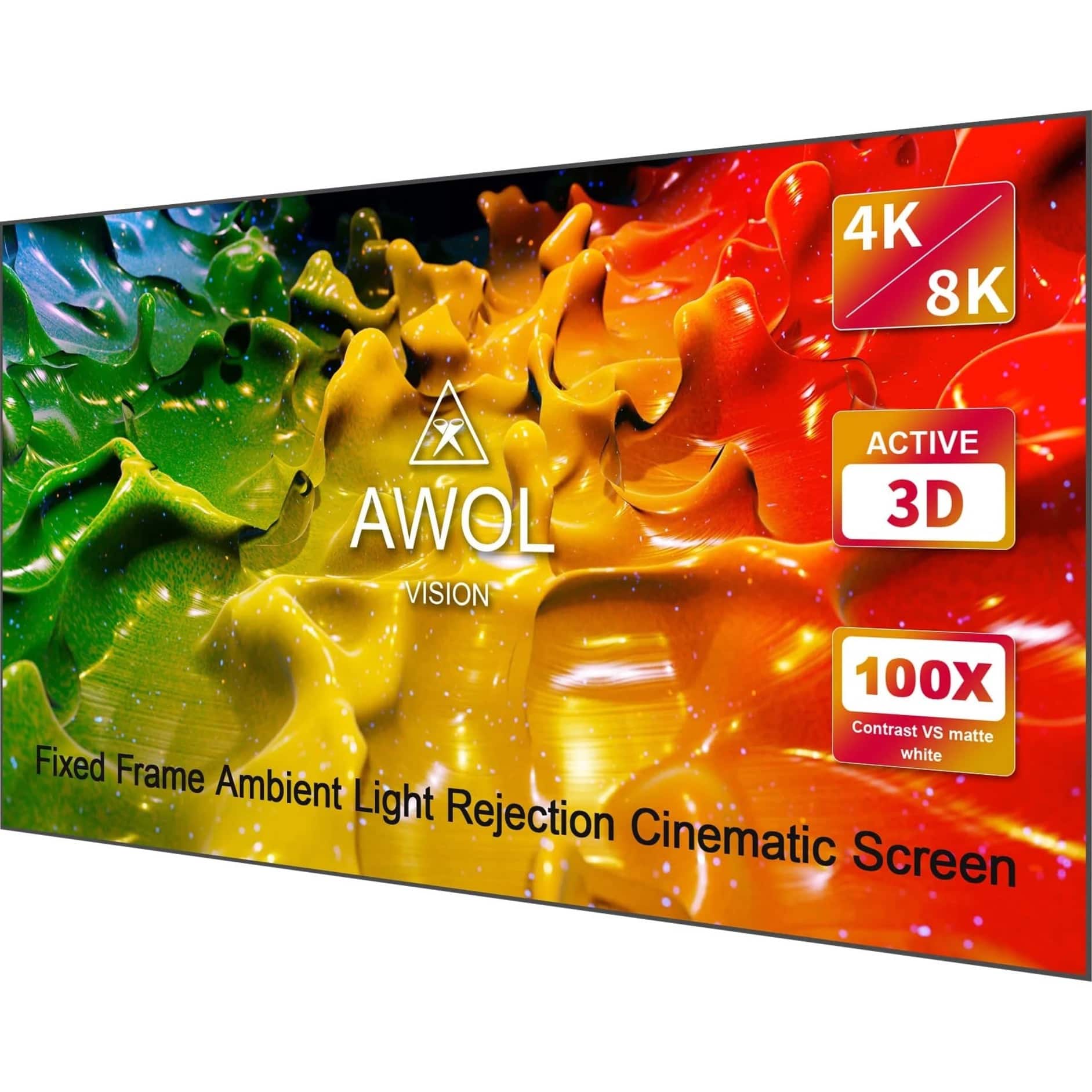 Alt View 11. AWOL Vision - ALR C-120 120" Ambient Light Rejection (ALR) Cinematic Fixed Frame Ultra Short Throw (UST) Projector Screen,4K/8K 3D - Gray.