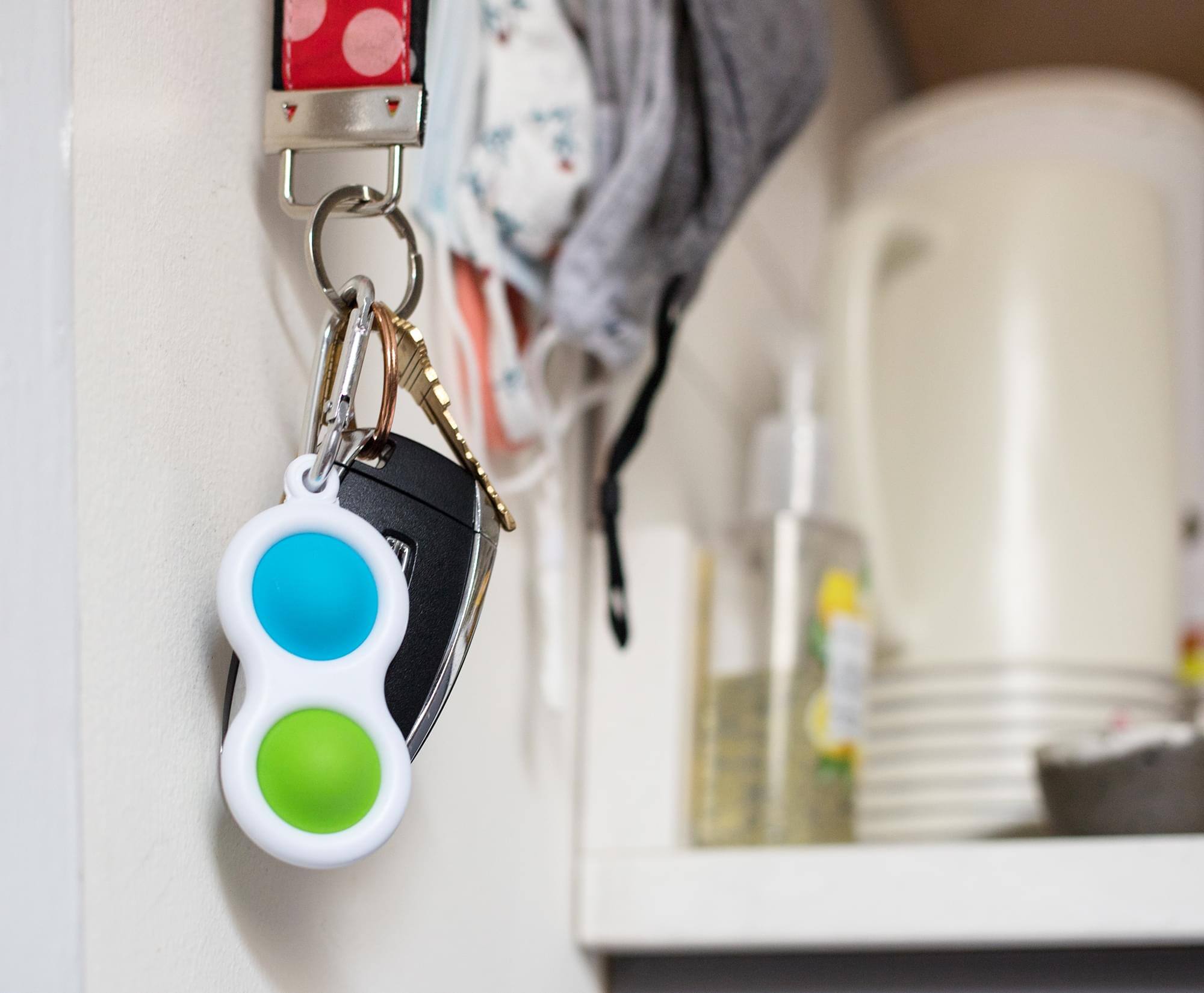 Alt View 2. Toynk - Push Pop Toy 2-Button Keychain | Blue/Green - Green.