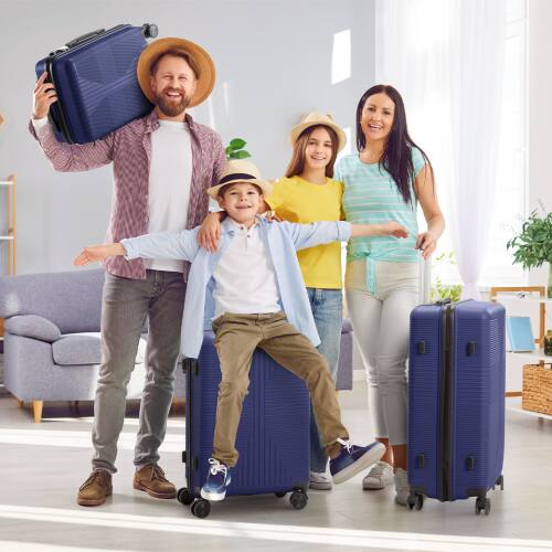 Alt View 9. Winado - 3-in-1 20" 24" 28" Trolley Carry On Luggage Set Spinner Wheels Lightweigh Hardside PP Suitcase Sets with Built-in Lock - Blue.