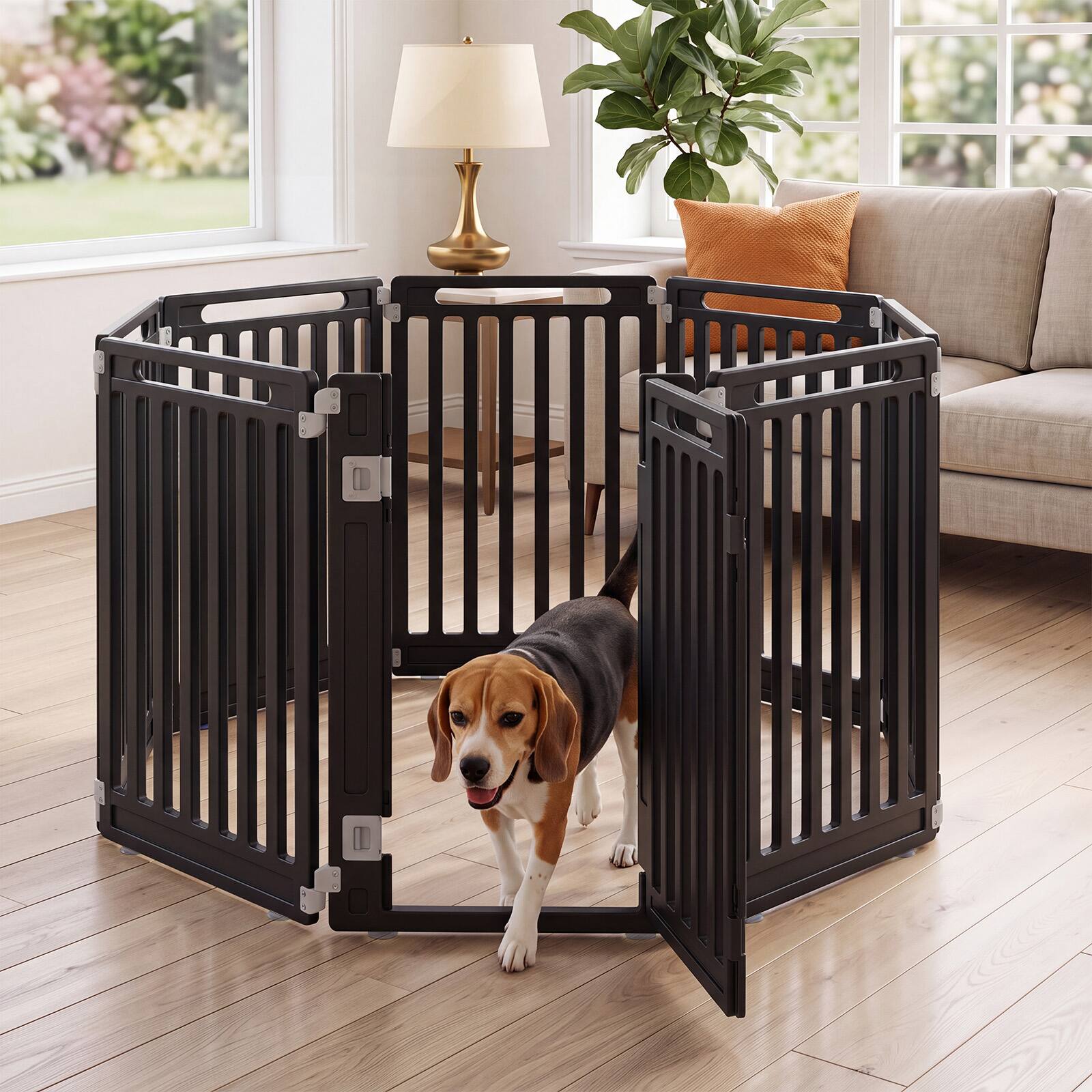 Alt View 1. Gymax - Gymax Indoor Outdoor Dog Playpen w/Door Lock 31.5'' Height 8 Panels for RV Camping Black - Black.