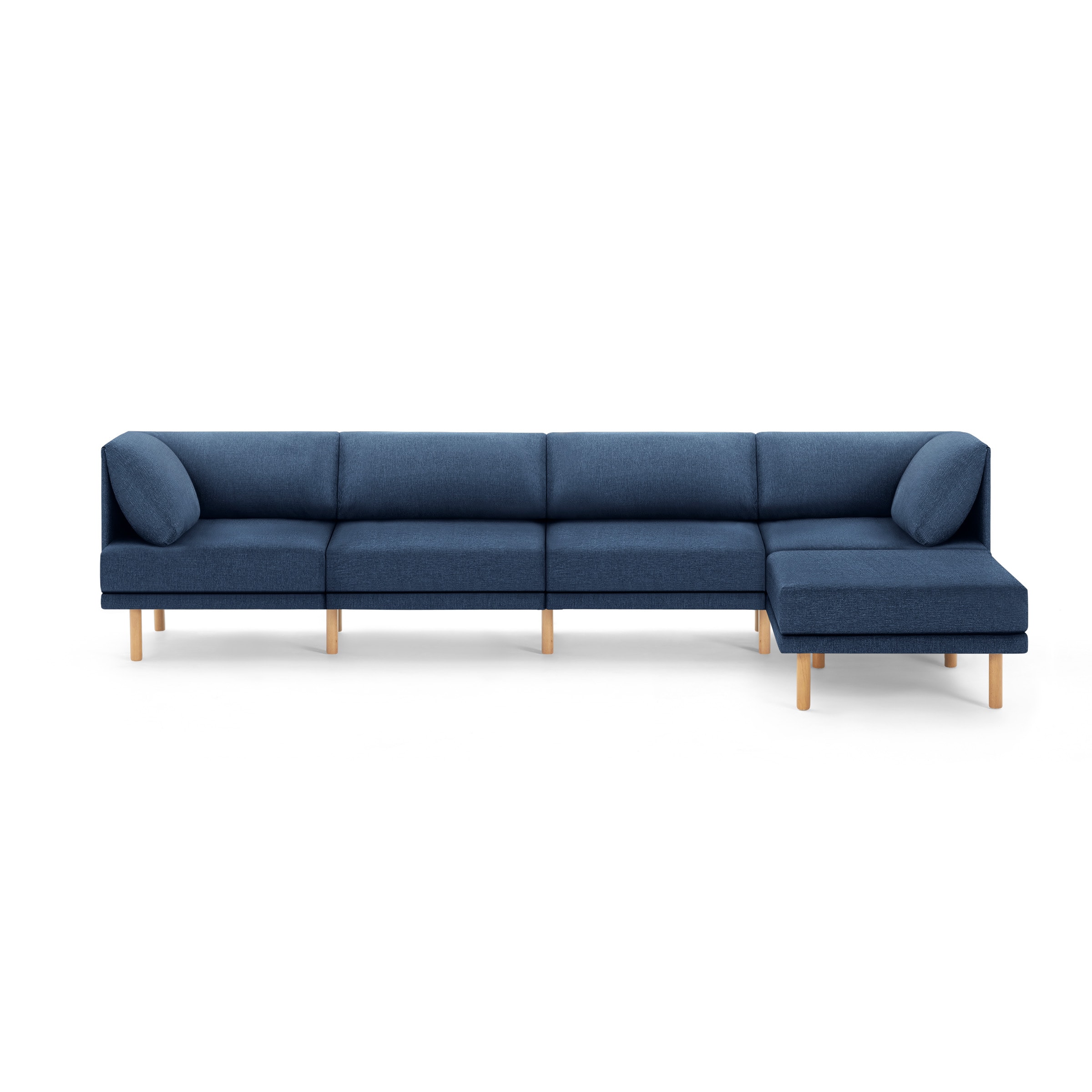 Burrow - Contemporary Range 4-Seat Sofa with Attachable Ottoman - Navy Blue - Front_Zoom