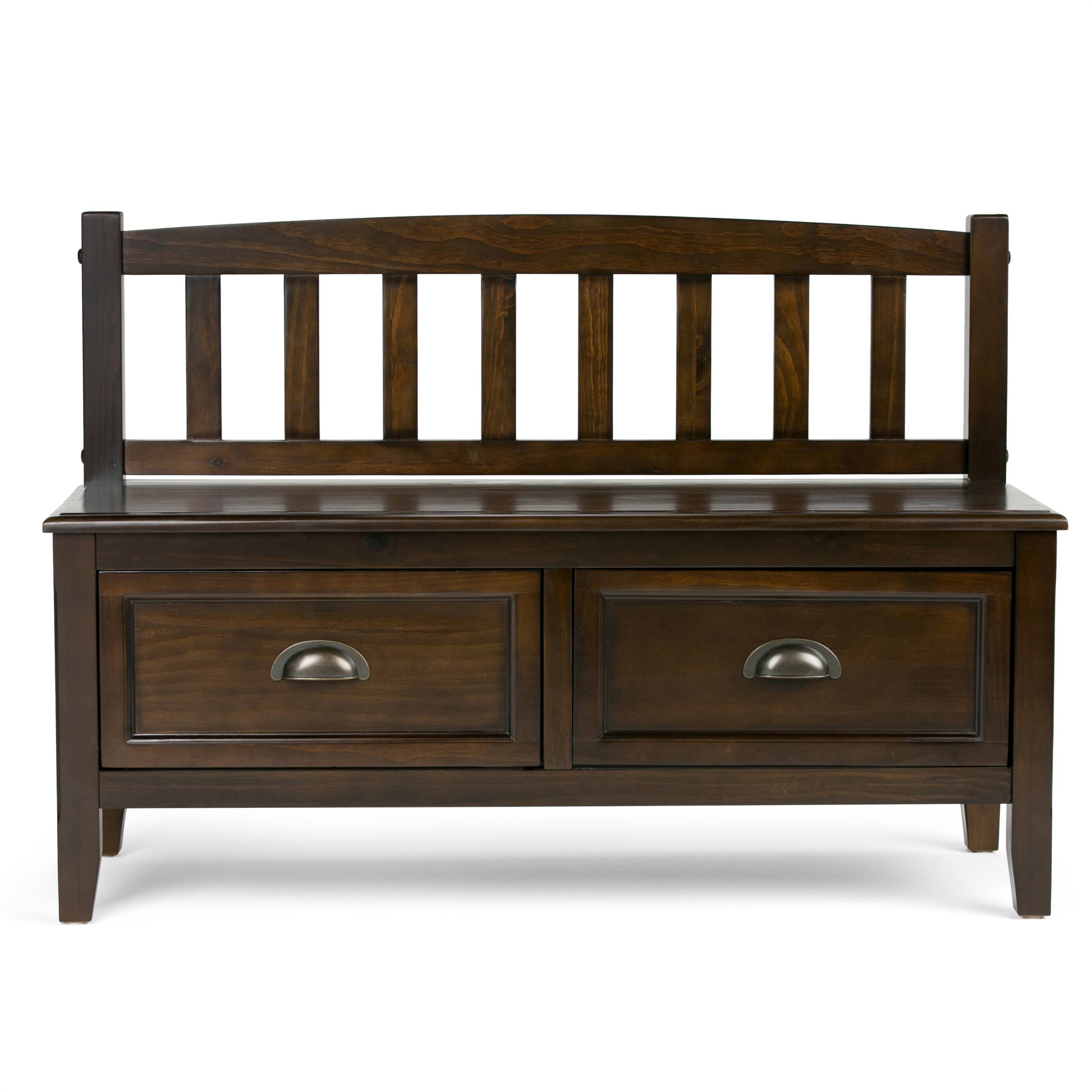 Alt View 11. Simpli Home - Burlington solid wood 42 inch Wide Transitional Entryway Storage Bench with Drawers - Mahogany Brown.