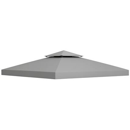 Front. Outsunny - 10' x 10' Gazebo Replacement Canopy, 2-Tier Top UV Cover for 9.84' x 9.84' Outdoor Gazebo - Light Gray.