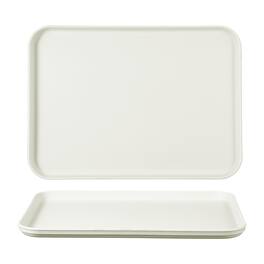 Unique Bargains - 2pcs Fast Food Serving Trays, 12x8.7" Rectangular Reusable Restaurant Tray for Kitchen Coffee Fruit Burger - White