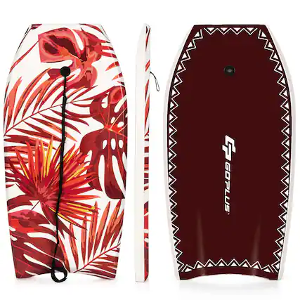 Front. Costway - Costway 37" Bodyboard Lightweight Surfboard W/Wrist Leash Fin EPS Core for Kids & Adults - Red.