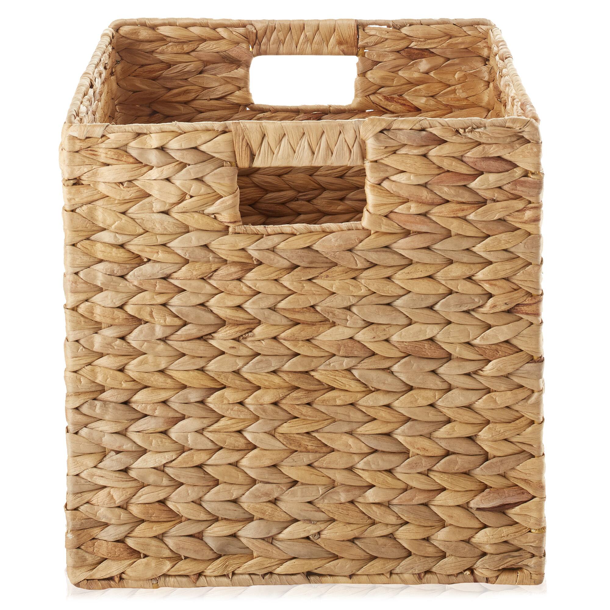 Alt View 3. Casafield - 12 x 12-in Water Hyacinth Storage Baskets - 4 Pack - Natural.