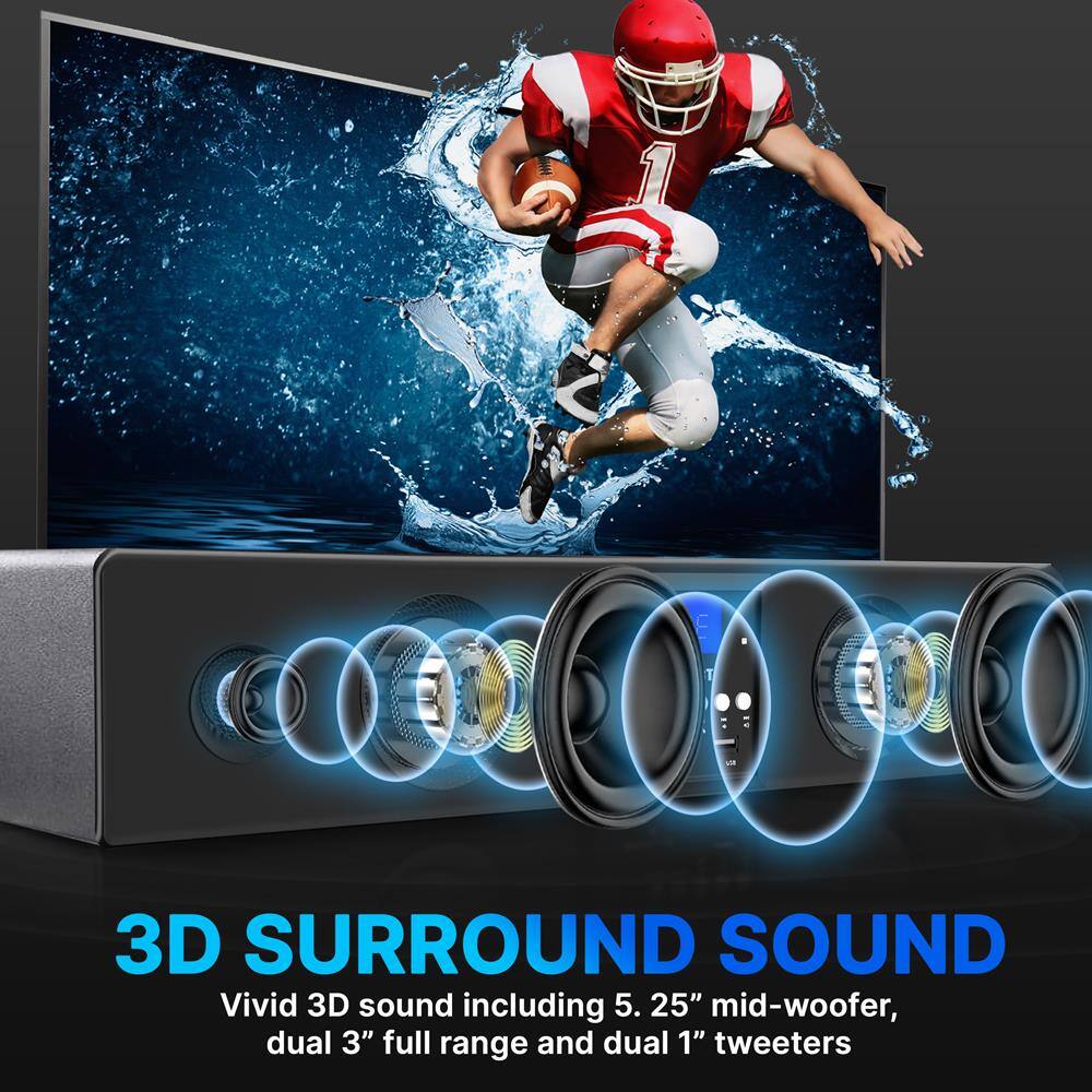 3D SURROUND SOUND  
Vivid 3D sound including 5.25" mid-woofer, dual 3" full range and dual 1" tweeters